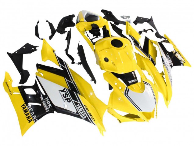 2019-2021 Yellow White Black Stripe Yamaha YZF R3/R25 Motorcycle Fairings UK
