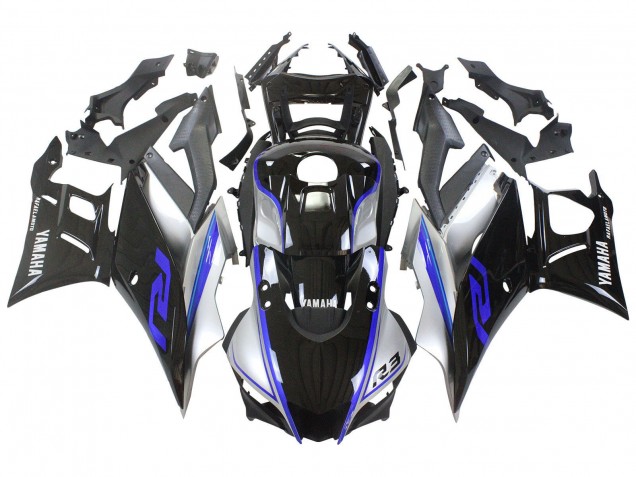 2022-2024 Silver Blue Glossy Black Yamaha YZF R3/R25 Motorcycle Fairings UK