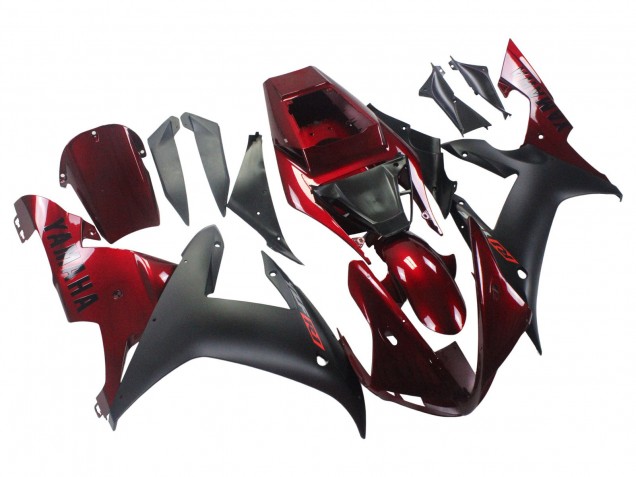 2002-2003 Red Matte Black Yamaha YZF 1000 R1 Motorcycle Fairing Kits UK