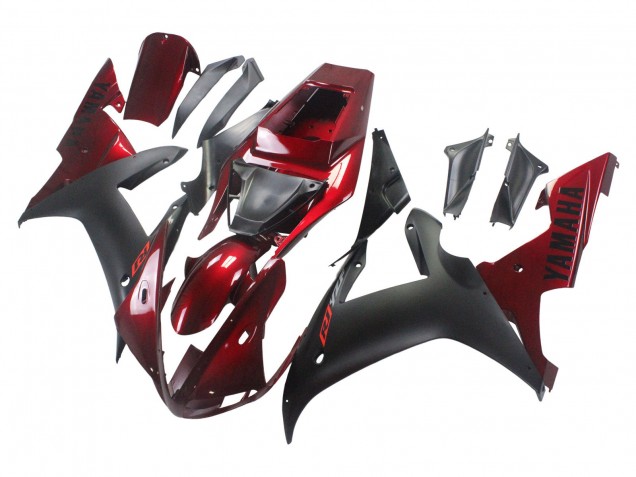 2002-2003 Red Matte Black Yamaha YZF 1000 R1 Motorcycle Fairing Kits UK
