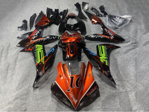 2002-2003 Orange Black Neon Green with Flame 16 Yamaha YZF 1000 R1 Motorcycle Fairings UK