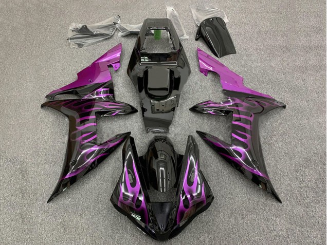 2002-2003 Glossy Black Purple Flame Yamaha YZF 1000 R1 Motorcycle Fairings UK