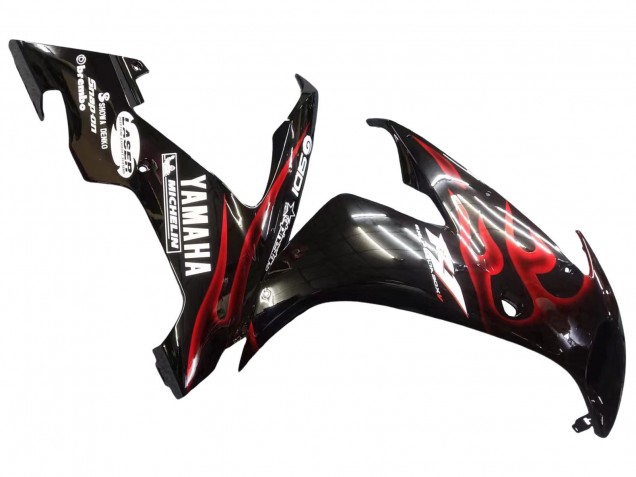 2004-2006 Glossy Black Red Flame Yamaha YZF 1000 R1 Motorcycle Fairings UK