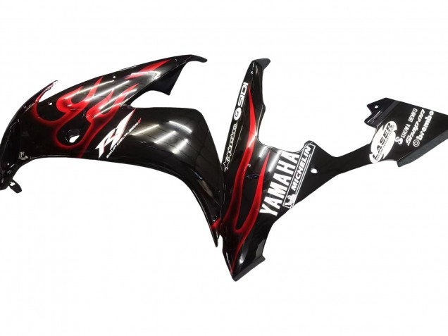 2004-2006 Glossy Black Red Flame Yamaha YZF 1000 R1 Motorcycle Fairings UK