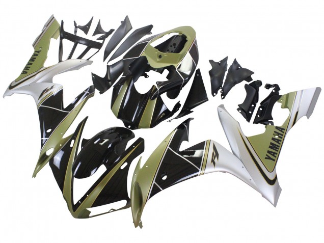 2004-2006 Light Gold White Glossy Black Yamaha YZF 1000 R1 Motorcycle Fairings UK