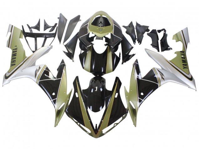 2004-2006 Light Gold White Glossy Black Yamaha YZF 1000 R1 Motorcycle Fairings UK