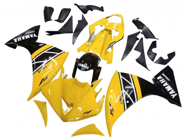 2009-2011 Yellow White Black Stripe Yamaha YZF 1000 R1 Motorcycle Fairing Kits UK