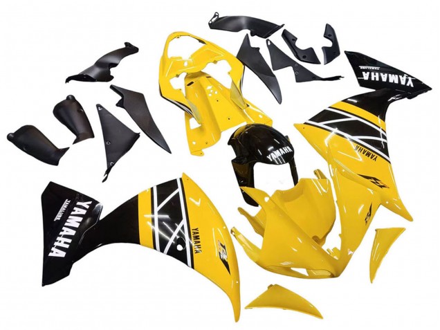 2009-2011 Yellow White Black Stripe Yamaha YZF 1000 R1 Motorcycle Fairing Kits UK