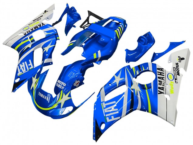 1998-2002 White Blue Neon Yellow Fiat Motul Michelin Yamaha YZF 600 R6 Motorcycle Fairings UK