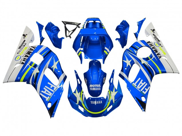 1998-2002 White Blue Neon Yellow Fiat Motul Michelin Yamaha YZF 600 R6 Motorcycle Fairings UK