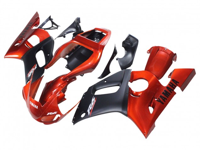 1998-2002 Orange Matte Black Yamaha YZF 600 R6 Motorcycle Fairings UK