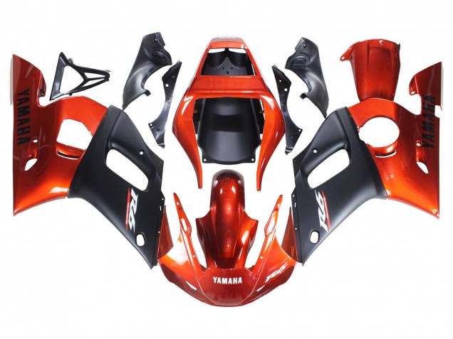 1998-2002 Orange Matte Black Yamaha YZF 600 R6 Motorcycle Fairings UK