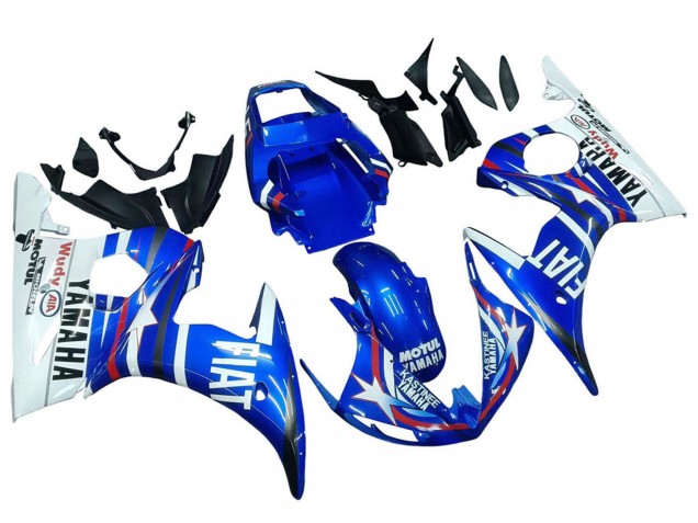 2006-2009 White Blue Fiat Motul Kastinee Yamaha YZF R6S Motorcycle Fairings UK