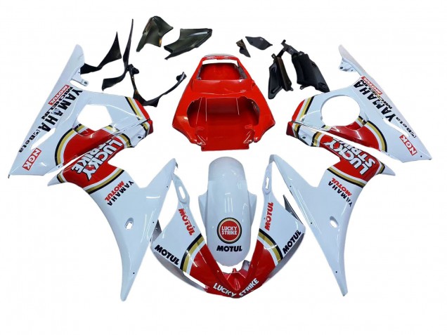 2003-2004 White Red Lucky Strike Motul Yamaha YZF R6 Motorcycle Fairings UK