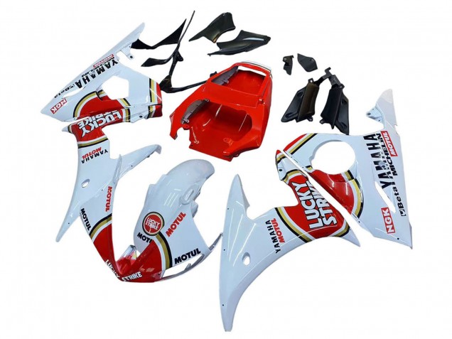 2006-2009 White Red Lucky Strike Motul Yamaha YZF R6S Motorcycle Fairings UK