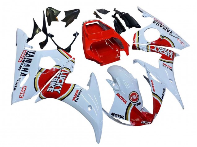2006-2009 White Red Lucky Strike Motul Yamaha YZF R6S Motorcycle Fairings UK
