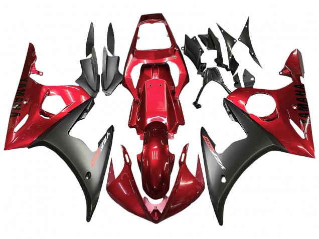 2006-2009 Red Matte Black Yamaha YZF R6S Motorcycle Fairing Kits UK