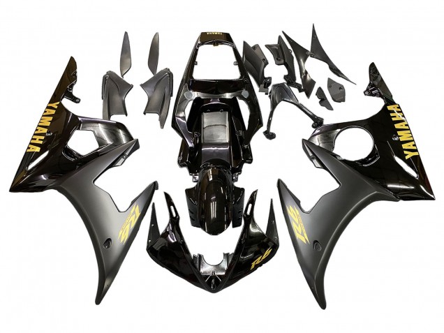 2006-2009 Glossy Black Matte Black Gold Decals Yamaha YZF R6S Motorcycle Fairings UK