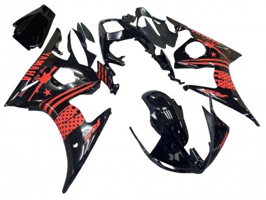 Buy 2003-2004 Glossy Black Red Yamaha YZF R6 Motorcycle Fairing UK