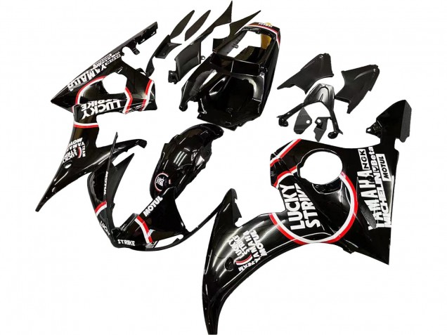 2006-2009 Glossy Black Red White Lucky Strike Motul Yamaha YZF R6S Motorcycle Fairings UK