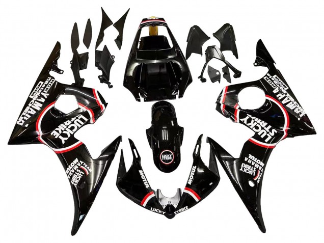 2006-2009 Glossy Black Red White Lucky Strike Motul Yamaha YZF R6S Motorcycle Fairings UK