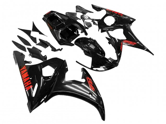 2006-2009 Glossy Black Red Yamaha YZF R6S Motorcycle Fairings UK