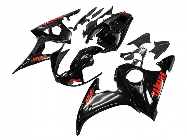 2006-2009 Glossy Black Red Yamaha YZF R6S Motorcycle Fairings UK