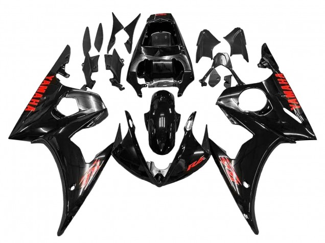 2006-2009 Glossy Black Red Yamaha YZF R6S Motorcycle Fairings UK