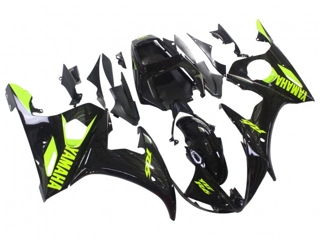 2003-2004 Glossy Black Neon Yellow Yamaha YZF R6 Motorcycle Fairings UK