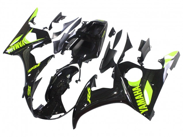 2003-2004 Glossy Black Neon Yellow Yamaha YZF R6 Motorcycle Fairings UK