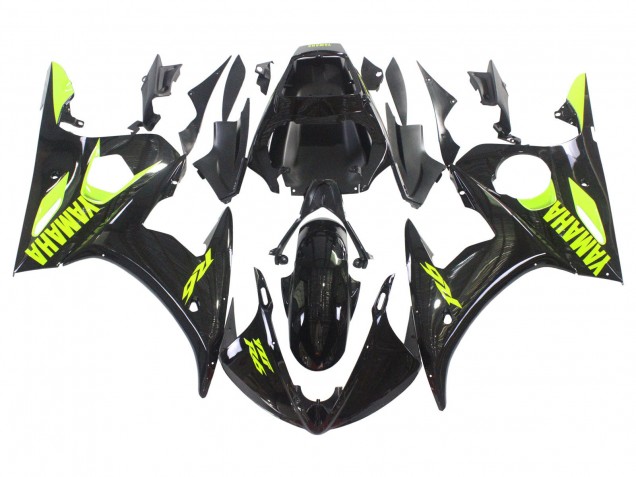 2003-2004 Glossy Black Neon Yellow Yamaha YZF R6 Motorcycle Fairings UK