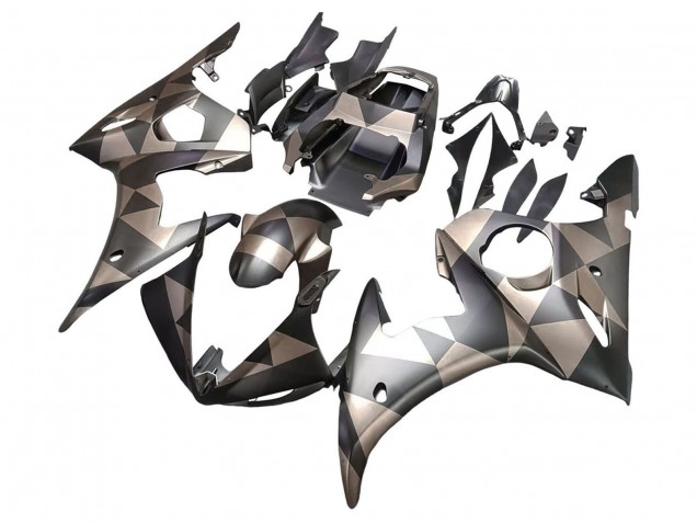 2006-2009 Grey Matte Black Geometric Yamaha YZF R6S Motorcycle Fairings UK