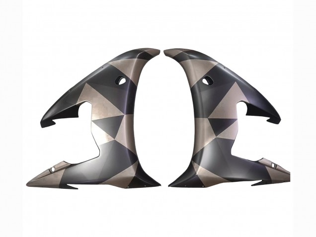 2006-2009 Grey Matte Black Geometric Yamaha YZF R6S Motorcycle Fairings UK