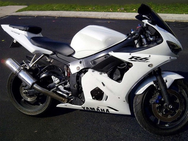 2006-2009 White Black Decals Yamaha YZF R6S Motorcycle Fairings UK