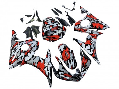 Buy 2003-2004 Black Red Grey Camouflage Yamaha YZF R6 Motorcycle Fairings UK