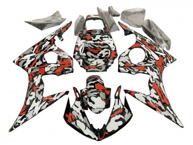 Buy 2003-2004 Black Red Grey Camouflage Yamaha YZF R6 Motorcycle Fairings UK