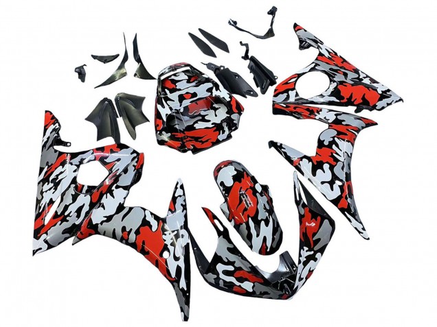 2006-2009 Black Red Grey Camouflage Yamaha YZF R6S Motorcycle Fairings UK