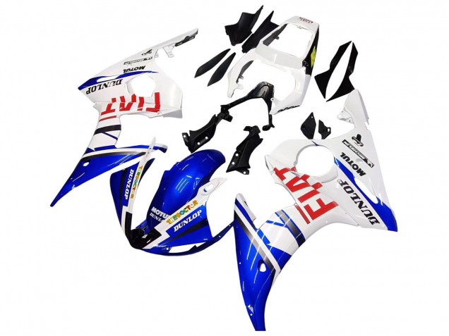 2005 White Blue Dunlop Fiat Motul Yamaha YZF 600 R6 Motorcycle Fairings UK