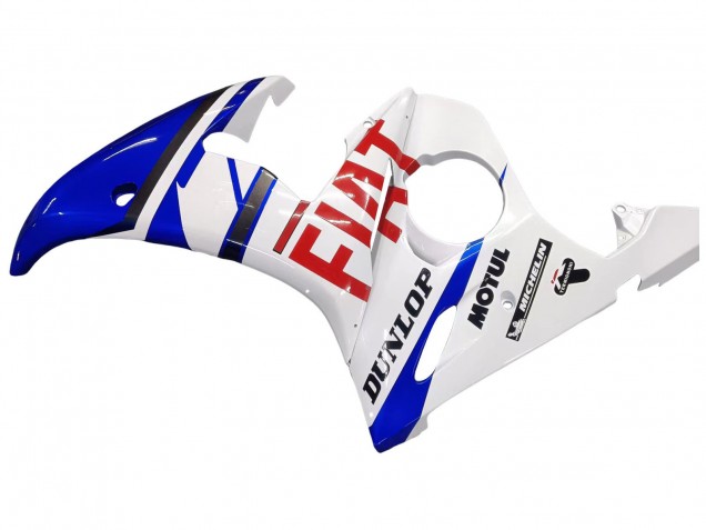 2005 White Blue Dunlop Fiat Motul Yamaha YZF 600 R6 Motorcycle Fairings UK