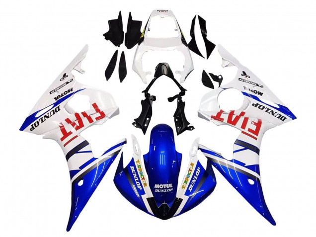 2005 White Blue Dunlop Fiat Motul Yamaha YZF 600 R6 Motorcycle Fairings UK