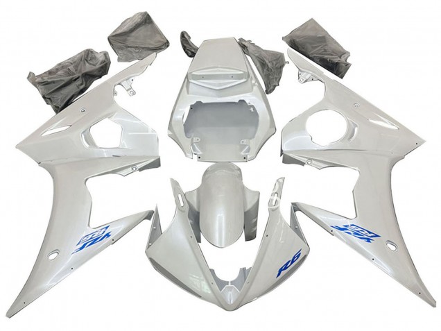 2005 White Blue Yamaha YZF 600 R6 Motorcycle Fairings UK