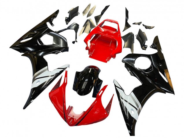 2005 Red White Glossy Black Yamaha YZF 600 R6 Motorcycle Fairings UK