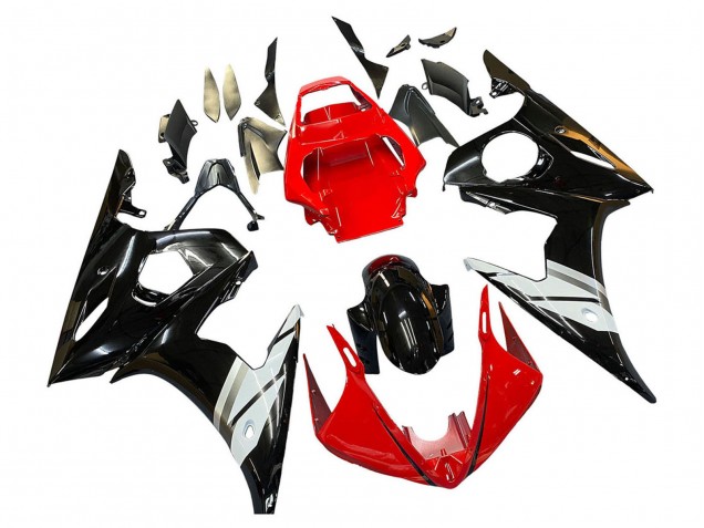 2005 Red White Glossy Black Yamaha YZF 600 R6 Motorcycle Fairings UK