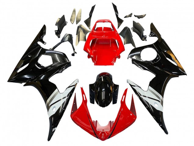 2005 Red White Glossy Black Yamaha YZF 600 R6 Motorcycle Fairings UK