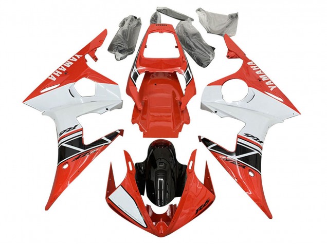 2005 White Red Glossy Black Yamaha YZF 600 R6 Motorcycle Fairings UK