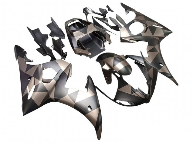 2005 Matte Black Grey Geometric Yamaha YZF 600 R6 Motorcycle Fairings UK