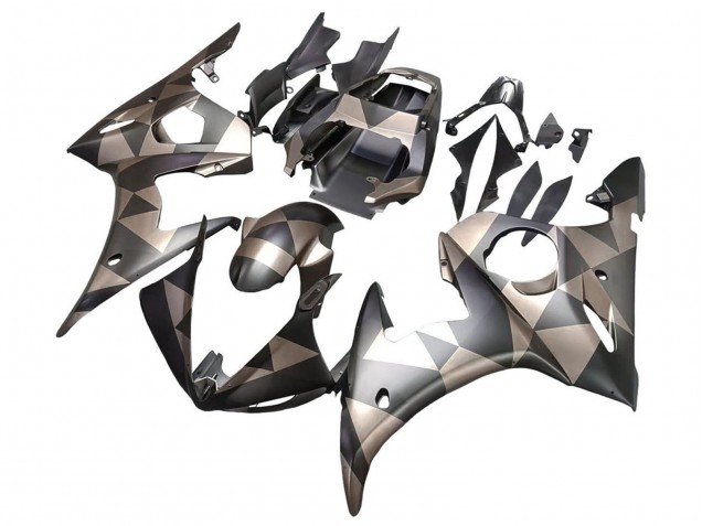 2005 Matte Black Grey Geometric Yamaha YZF 600 R6 Motorcycle Fairings UK