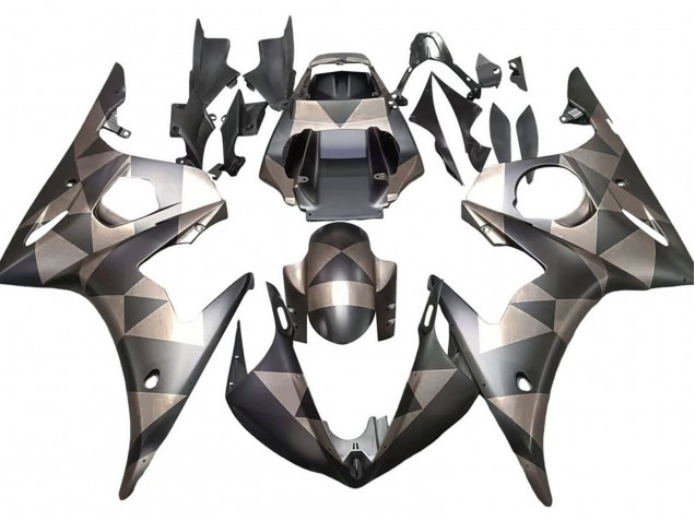 2005 Matte Black Grey Geometric Yamaha YZF 600 R6 Motorcycle Fairings UK