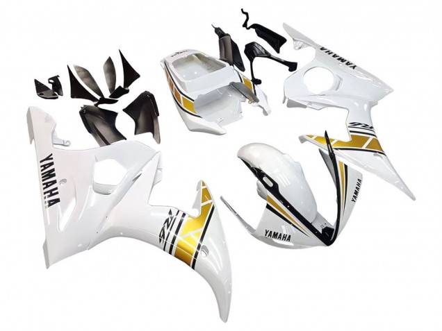 2005 White Gold Black Yamaha YZF 600 R6 Motorcycle Fairings UK
