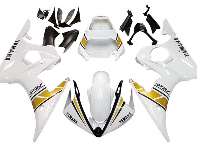 2005 White Gold Black Yamaha YZF 600 R6 Motorcycle Fairings UK